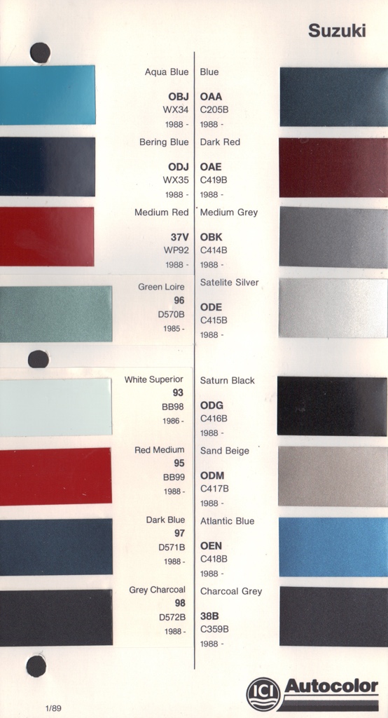1985 - 1990 Suzuki Paint Charts Autocolor